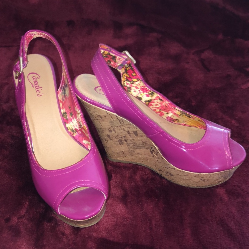 Hot Pink Wedge Heels